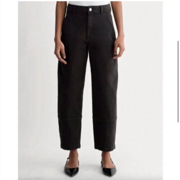 Everlane Black Organic Cotton Barrel Baloon Jeans High-Rise Tapered Ankle Length - Picture 2 of 16